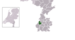 Highlighted position of Meerssen in a municipal map of Limburg