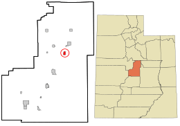 Location in Sanpete County and the state of Utah.