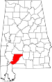 State map highlighting Monroe County