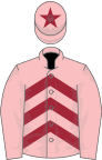 Pink, Maroon chevrons, Pink sleeves, Pink cap, Maroon star