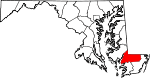 State map highlighting Wicomico County