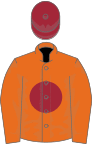 Orange, Maroon disc, Maroon cap