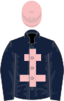Dark blue, pink cross of lorraine and cap