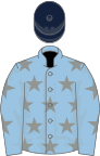 Light blue, grey stars, dark blue cap