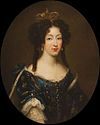 Marie Louise d'Orléans by Mignard wearing the Fleur-de-lis (showing her dignity as a Grand daughter of France) and the Spanish crown.jpg