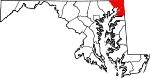 State map highlighting Cecil County