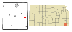 Location within Labette County and Kansas