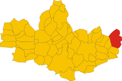 Position of Cornate d'Adda in the province of Monza and Brianza