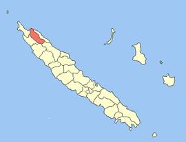Location of the commune (in red) within New Caledonia
