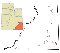 Location in San Juan County and the state of Utah.