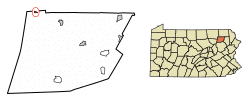 Location of Laceyville in Wyoming County, Pennsylvania.