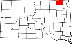 Map of South Dakota highlighting Marshall County
