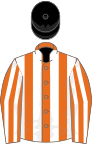 Orange and white stripes, black cap
