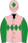 Pink, green diamond hoop, green sleeves and diamond on cap