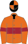 Orange, maroon hoop and armlets, black and orange quartered cap