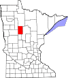 State map highlighting Hubbard County