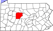 Map showing Clearfield County in Pennsylvania