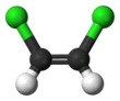 Ball-and-stick model of cis-1,2-dichloroethene