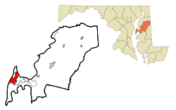 Queen Anne's County Maryland Incorporated and Unincorporated areas Stevensville Highlighted.svg