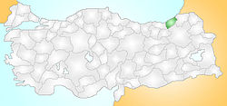 Location of Çayeli within Turkey.