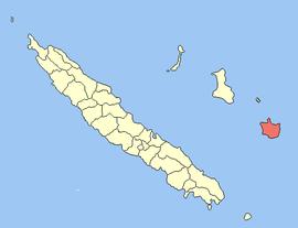 Location of the commune (in red) within New Caledonia