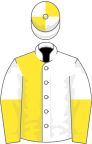 White and yellow (halved), halved sleeves, quartered cap
