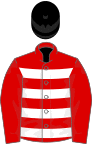 Red and white hoops, red sleeves, black cap
