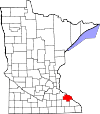 State map highlighting Wabasha County