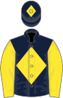 Dark blue, yellow diamond, sleeves and diamond on cap