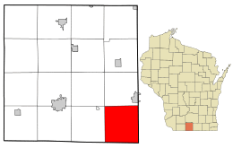 Location in Green County and the state of Wisconsin.