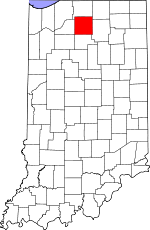 Map of Indiana highlighting Marshall County