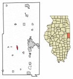 Location of Oakwood in Vermilion County, Illinois.