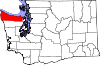 State map highlighting Clallam County