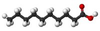 Ball-and-stick model of decanoic acid