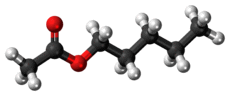 Ball-and-stick model of the amyl acetate molecule