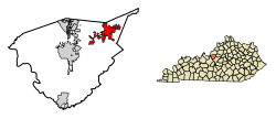 Location of Mount Washington in Bullitt County, Kentucky.