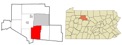 Location in Elk County and the state of Pennsylvania.