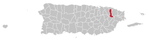 Map of Puerto Rico highlighting Canóvanas Municipality
