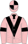 Pink, Black chevron and armlets, quartered cap