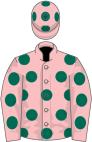 Pink, dark green spots