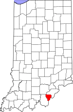 Map of Indiana highlighting Floyd County