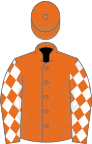Orange, white diamonds on sleeves