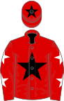 Red, black star, red sleeves, white stars, red cap, black star