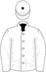 White, black button on cap