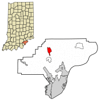 Location of Henryville in Clark County, Indiana.