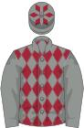 Grey and maroon diamonds, grey sleeves