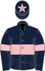 Dark blue, pink hoop and armlets, pink star on cap