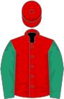 Red, emerald green 'TS' and sleeves