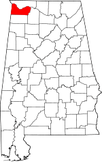 Map of Alabama highlighting Colbert County