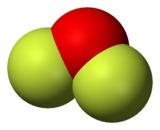 Space-filling model of the oxygen difluoride molecule